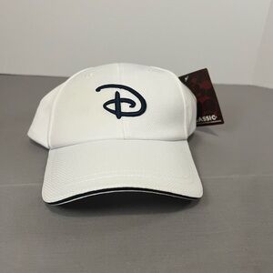 Disney Logo Strapback Hat White One Size Adjustable Embroidered 6 Panel